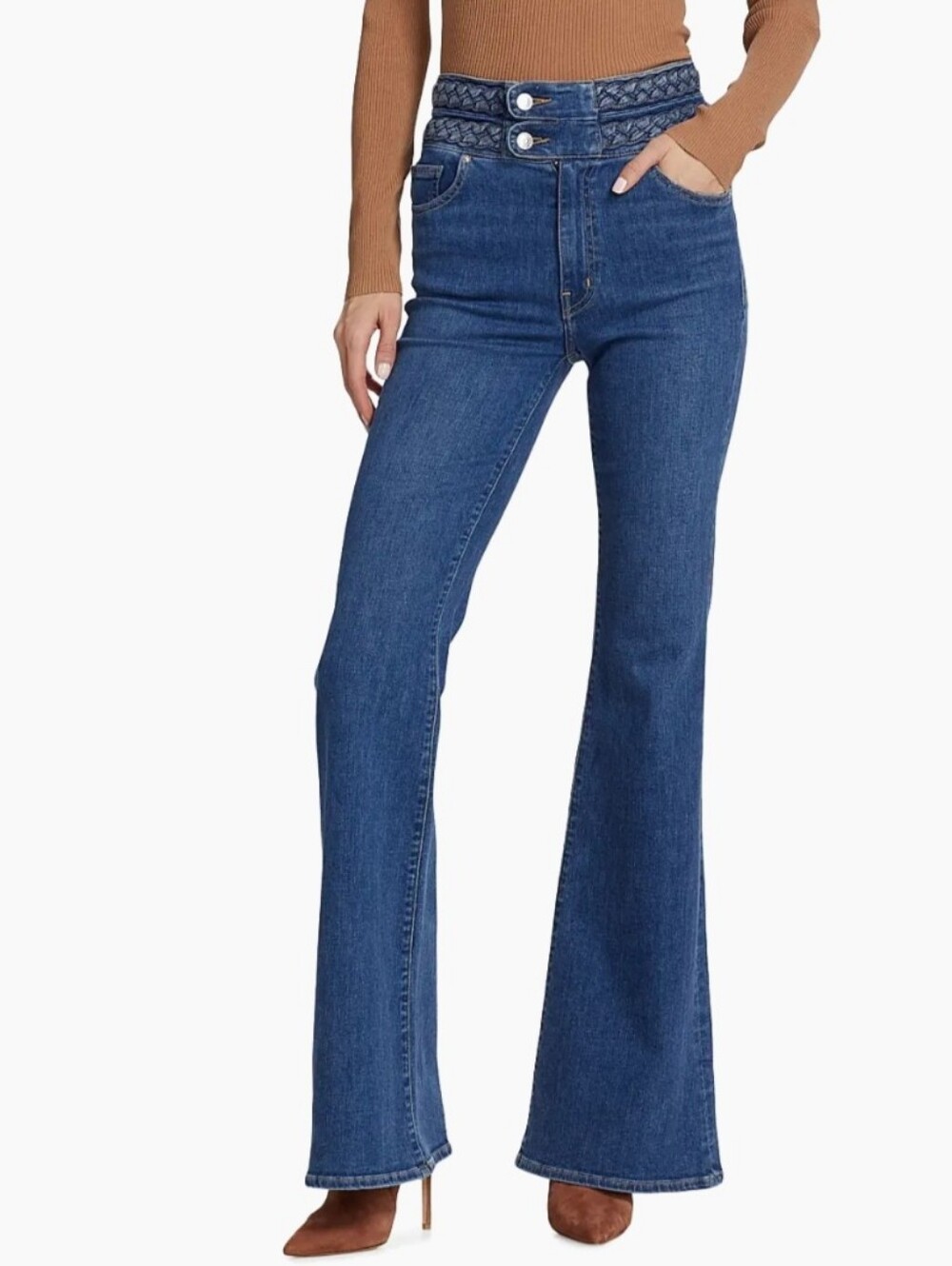 Derek Lam 10 Crosby Harlow Braided High-Rise Flare Jeans Size 30
